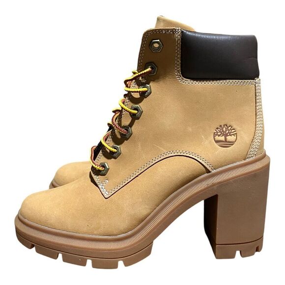 Timberland Boots WMNS 6 Allington 6-Inch Lace-Up High Heel Wheat Nubuck Leather - Picture 6 of 14
